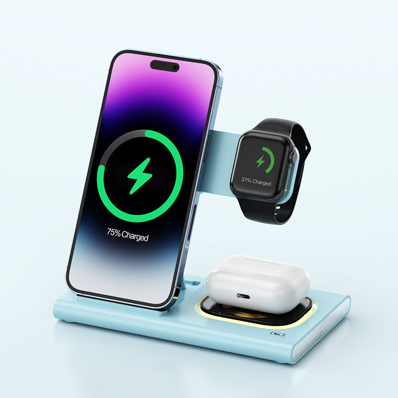 3 IN 1 15W Wireless Charger Mag Safe Desktop Night Light